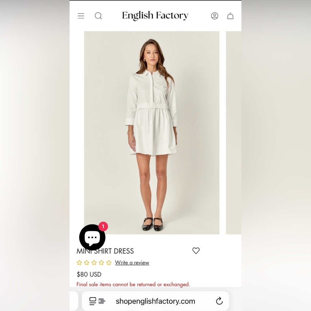 English Factory White A-Line Shirt Dress